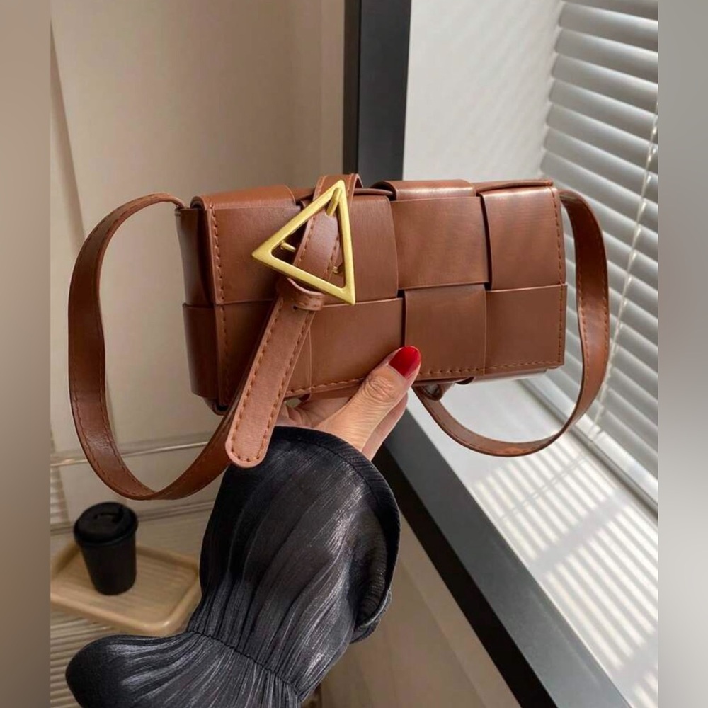 Brown pu leather crossbody
